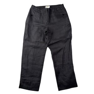 Talbots Pants Womens 10 PETITE Flat Front Tapered Leg Lined Linen Career Preppy